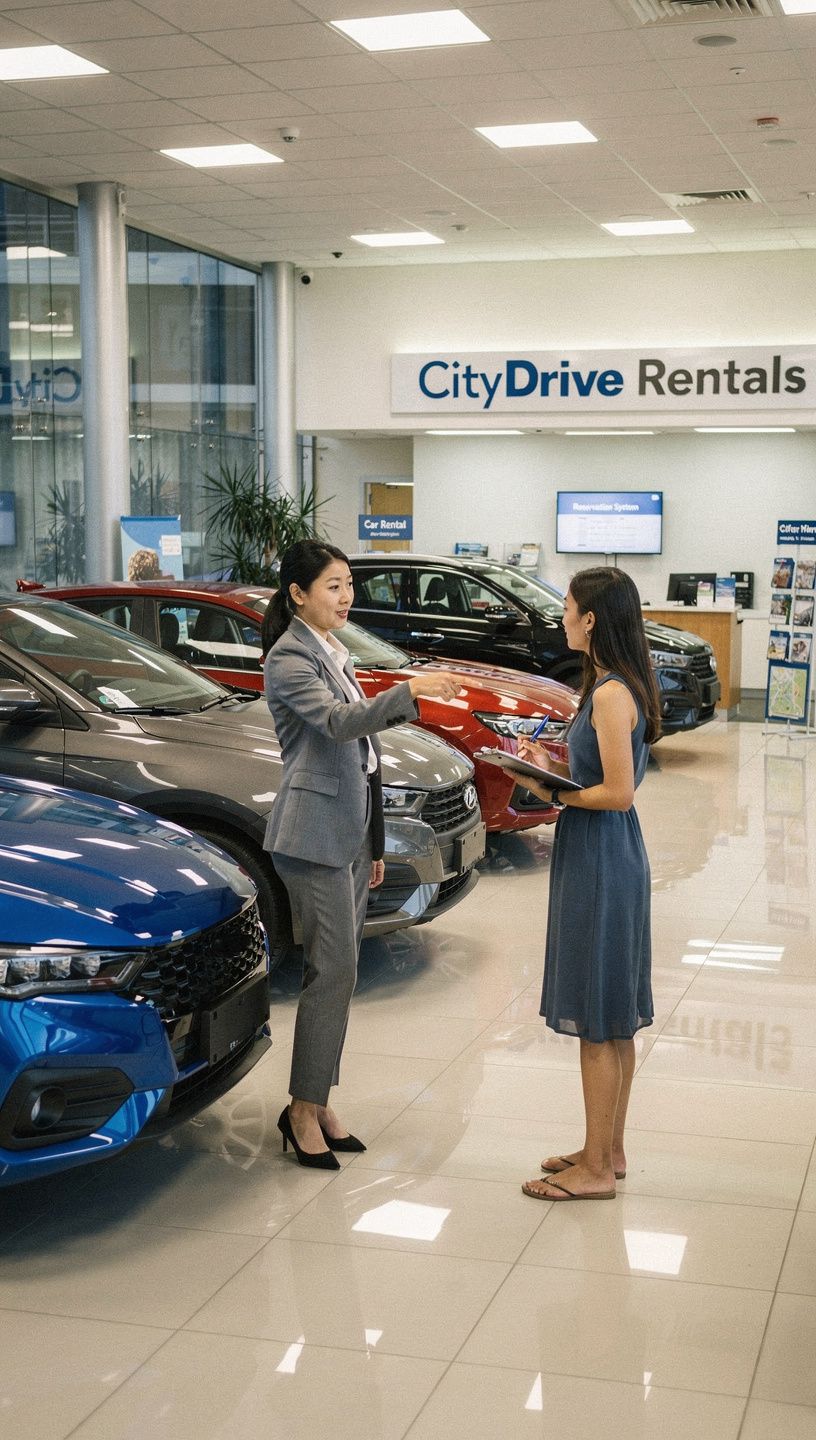 Ein modernes Auto auf einem Parkplatz, bereit für die Langzeitmiete.