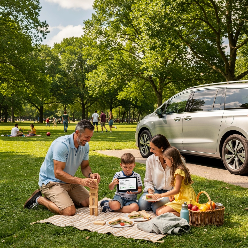 Ein Vergleichsdiagramm, das verschiedene monatliche Mietpläne für Autos zeigt.